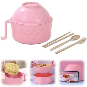 Microwave ramen bowl set with chopsticks spoon and fork
